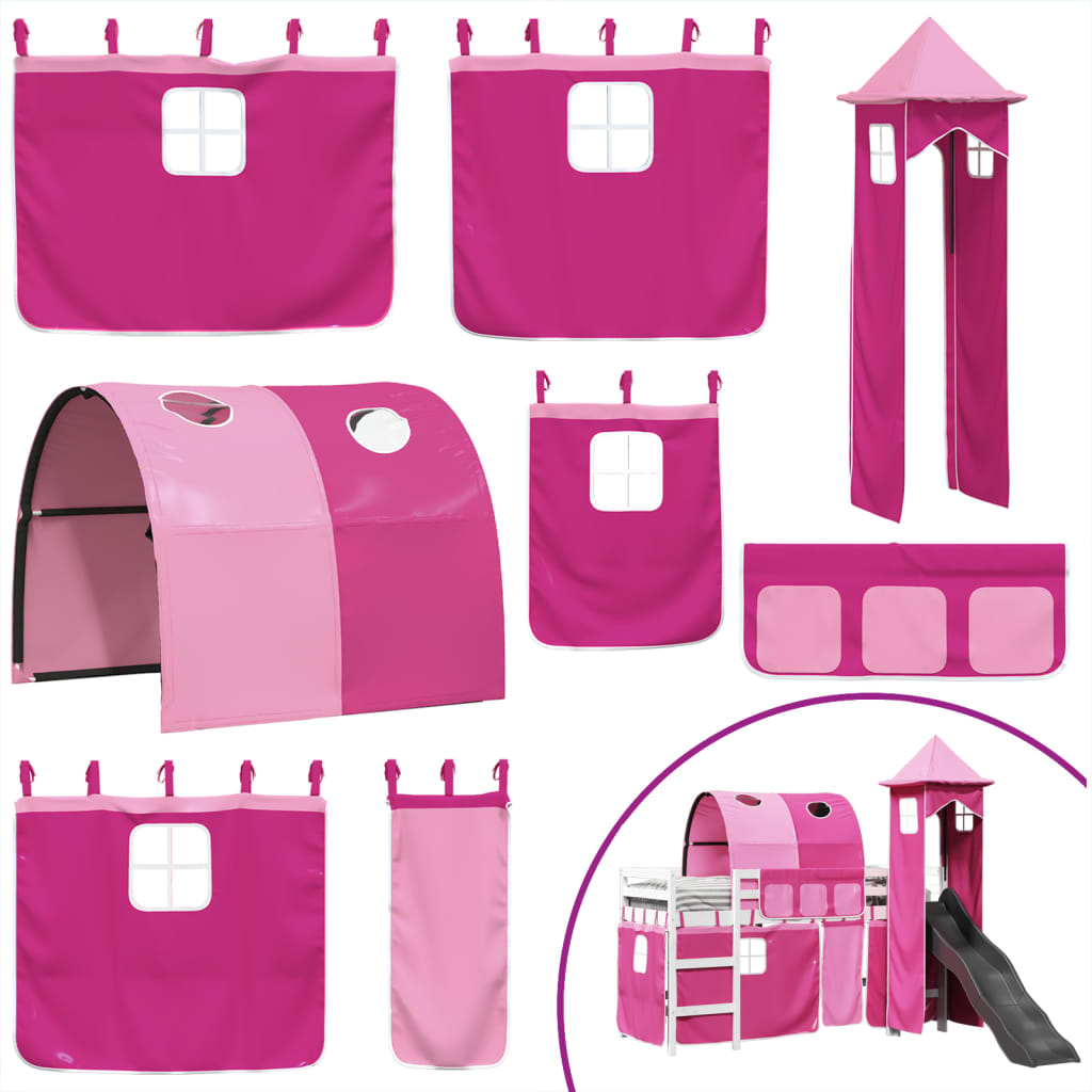 Kinderhoogslaper met toren 90x190 cm massief grenenhout roze Bedden & bedframes | Creëer jouw Trendy Thuis | Gratis bezorgd & Retour | Trendy.nl