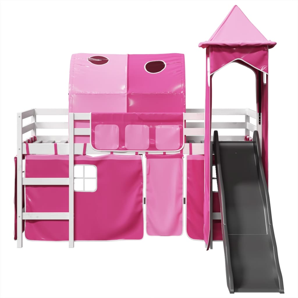 Kinderhoogslaper met toren 90x190 cm massief grenenhout roze Bedden & bedframes | Creëer jouw Trendy Thuis | Gratis bezorgd & Retour | Trendy.nl