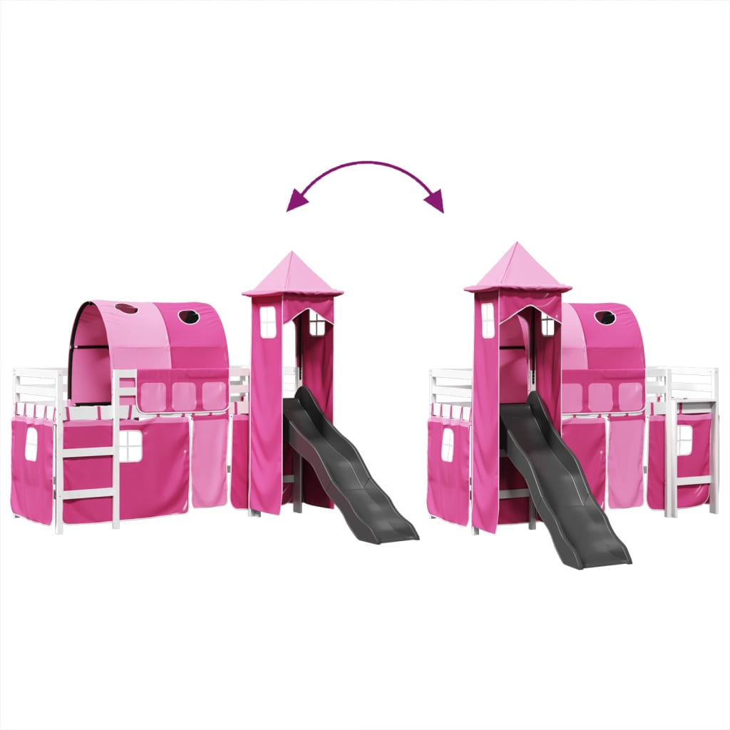 Kinderhoogslaper met toren 90x190 cm massief grenenhout roze Bedden & bedframes | Creëer jouw Trendy Thuis | Gratis bezorgd & Retour | Trendy.nl