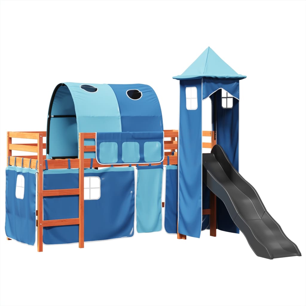 Kinderhoogslaper met toren 90x190 cm massief grenenhout blauw Bedden & bedframes | Creëer jouw Trendy Thuis | Gratis bezorgd & Retour | Trendy.nl