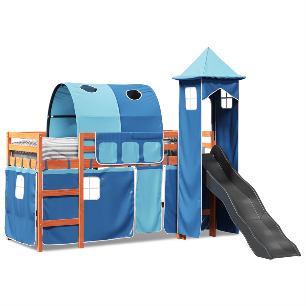 Kinderhoogslaper met toren 90x190 cm massief grenenhout blauw Bedden & bedframes | Creëer jouw Trendy Thuis | Gratis bezorgd & Retour | Trendy.nl