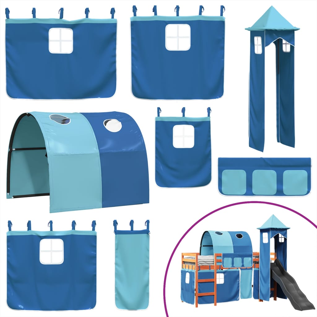 Kinderhoogslaper met toren 90x190 cm massief grenenhout blauw Bedden & bedframes | Creëer jouw Trendy Thuis | Gratis bezorgd & Retour | Trendy.nl