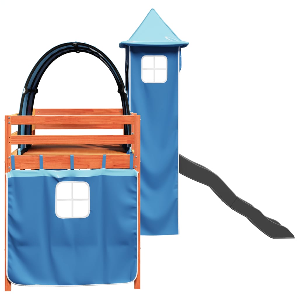 Kinderhoogslaper met toren 90x190 cm massief grenenhout blauw Bedden & bedframes | Creëer jouw Trendy Thuis | Gratis bezorgd & Retour | Trendy.nl