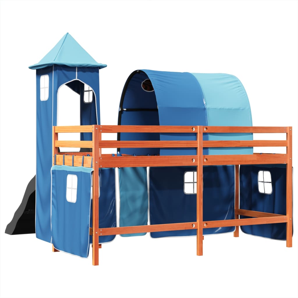 Kinderhoogslaper met toren 90x190 cm massief grenenhout blauw Bedden & bedframes | Creëer jouw Trendy Thuis | Gratis bezorgd & Retour | Trendy.nl