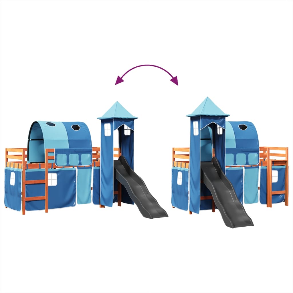 Kinderhoogslaper met toren 90x190 cm massief grenenhout blauw Bedden & bedframes | Creëer jouw Trendy Thuis | Gratis bezorgd & Retour | Trendy.nl