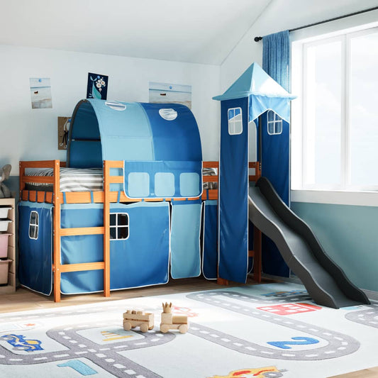 Kinderhoogslaper met toren 90x190 cm massief grenenhout blauw Bedden & bedframes | Creëer jouw Trendy Thuis | Gratis bezorgd & Retour | Trendy.nl