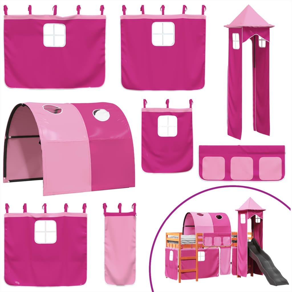 Kinderhoogslaper met toren 90x190 cm massief grenenhout roze Bedden & bedframes | Creëer jouw Trendy Thuis | Gratis bezorgd & Retour | Trendy.nl