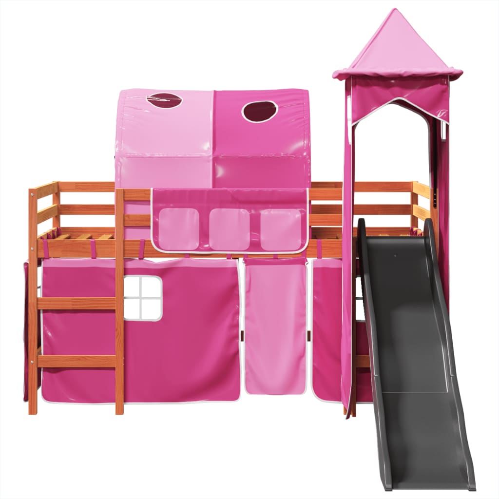 Kinderhoogslaper met toren 90x190 cm massief grenenhout roze Bedden & bedframes | Creëer jouw Trendy Thuis | Gratis bezorgd & Retour | Trendy.nl