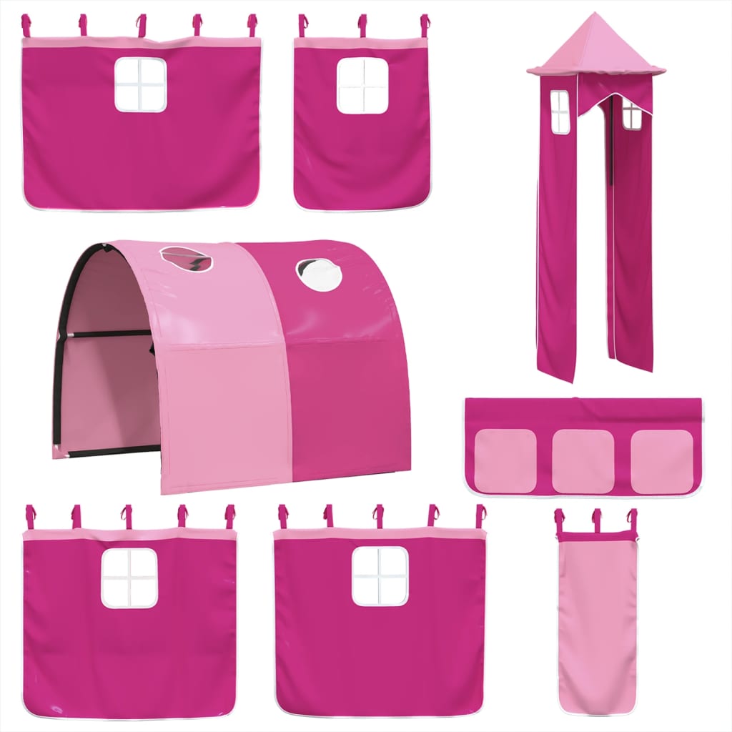 Kinderhoogslaper met toren 90x190 cm massief grenenhout roze Bedden & bedframes | Creëer jouw Trendy Thuis | Gratis bezorgd & Retour | Trendy.nl