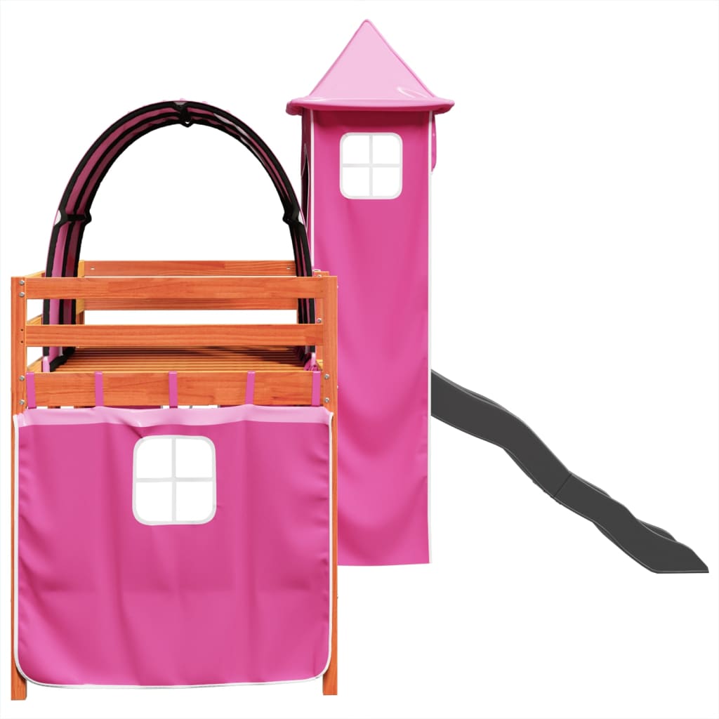 Kinderhoogslaper met toren 90x190 cm massief grenenhout roze Bedden & bedframes | Creëer jouw Trendy Thuis | Gratis bezorgd & Retour | Trendy.nl