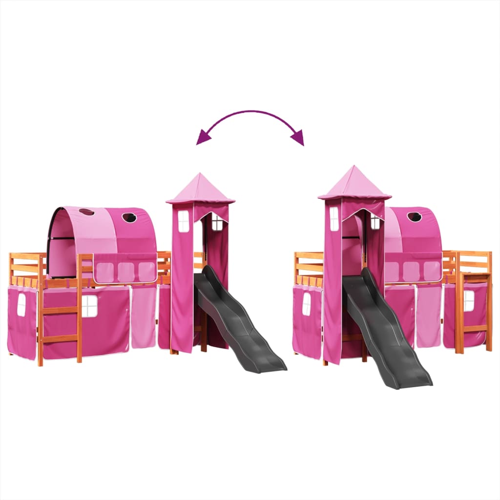 Kinderhoogslaper met toren 90x190 cm massief grenenhout roze Bedden & bedframes | Creëer jouw Trendy Thuis | Gratis bezorgd & Retour | Trendy.nl