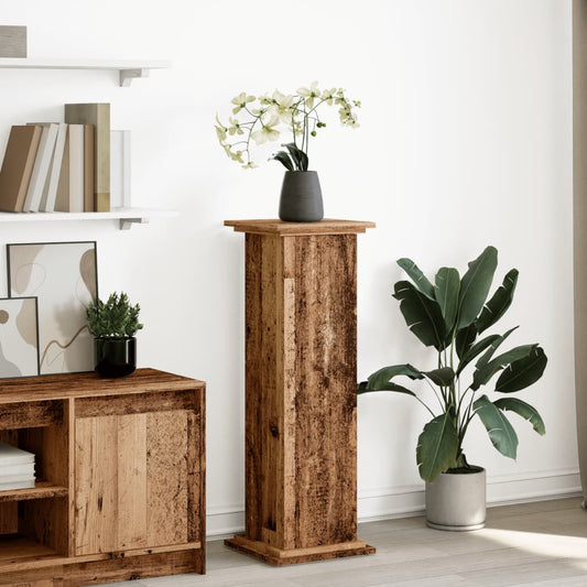 Sokkel met opbergruimte 31x30x90 cm bewerkt hout oud houtkleur Plantenstandaarden | Creëer jouw Trendy Thuis | Gratis bezorgd & Retour | Trendy.nl