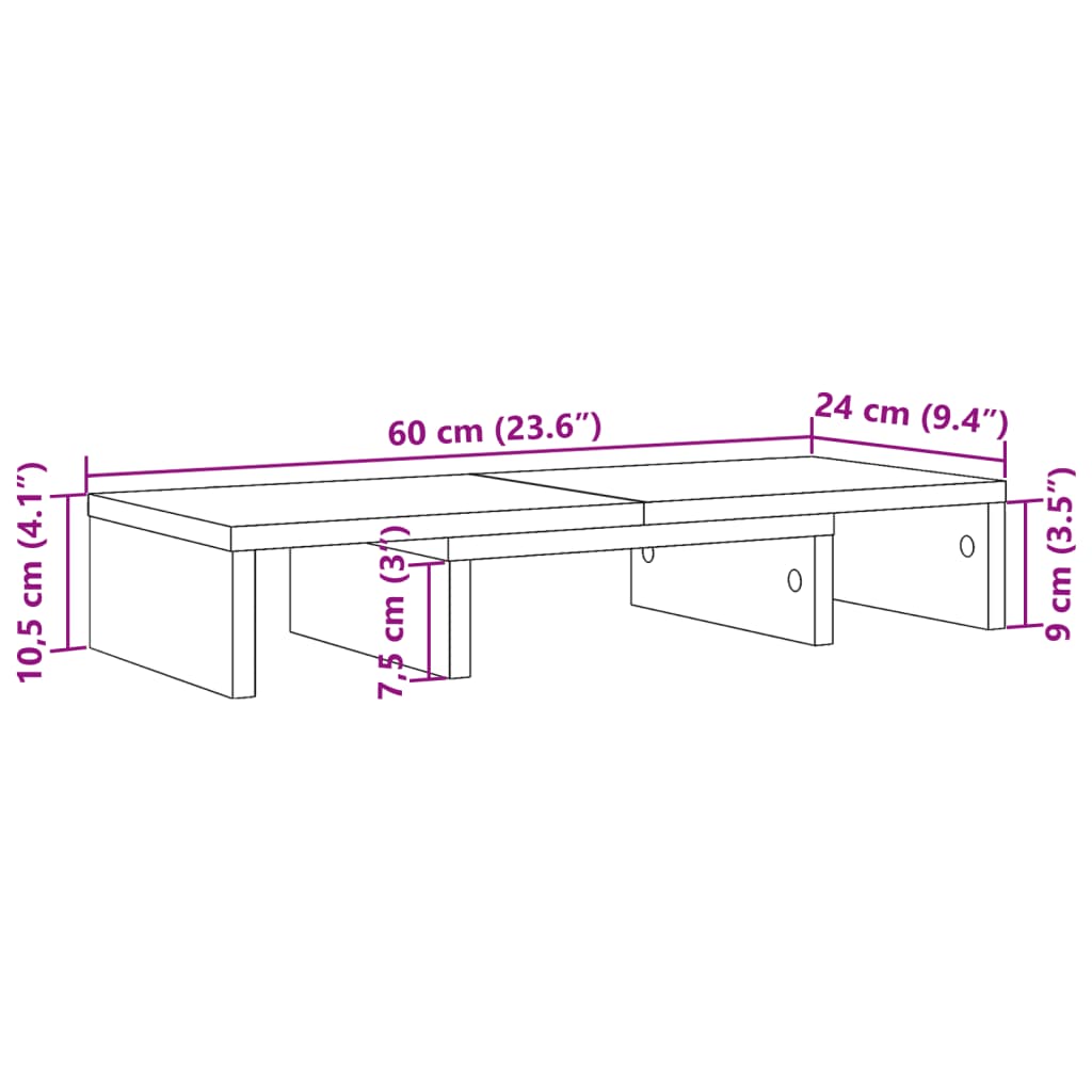 Monitorstandaard verstelbaar 60x24x10,5 cm bewerkt hout wit Computerverhogers en -standaards | Creëer jouw Trendy Thuis | Gratis bezorgd & Retour | Trendy.nl