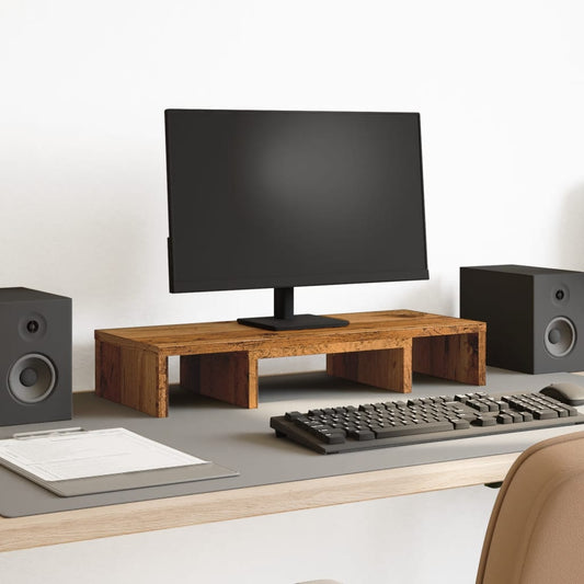 Monitorstandaard verstelbaar 60x24x10,5 cm hout oud houtkleurig Computerverhogers en -standaards | Creëer jouw Trendy Thuis | Gratis bezorgd & Retour | Trendy.nl