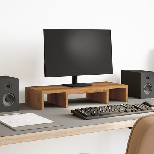 Monitorstandaard verstelbaar 60x24x10,5cm hout artisanaal eiken Computerverhogers en -standaards | Creëer jouw Trendy Thuis | Gratis bezorgd & Retour | Trendy.nl