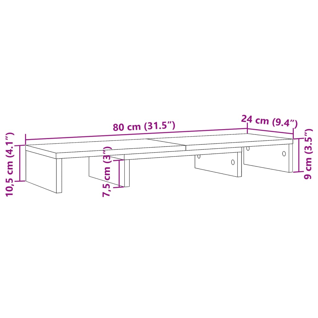 Monitorstandaard verstelbaar 80x24x10,5 cm hout sonoma eiken Computerverhogers en -standaards | Creëer jouw Trendy Thuis | Gratis bezorgd & Retour | Trendy.nl