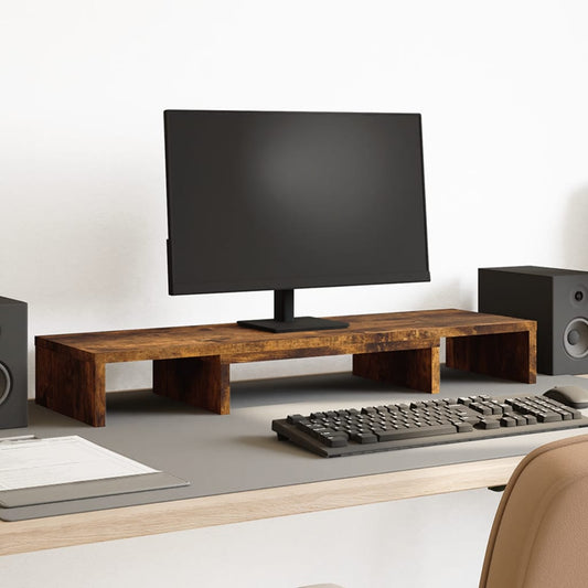 Monitorstandaard verstelbaar 80x24x10,5 cm hout gerookt eiken Computerverhogers en -standaards | Creëer jouw Trendy Thuis | Gratis bezorgd & Retour | Trendy.nl