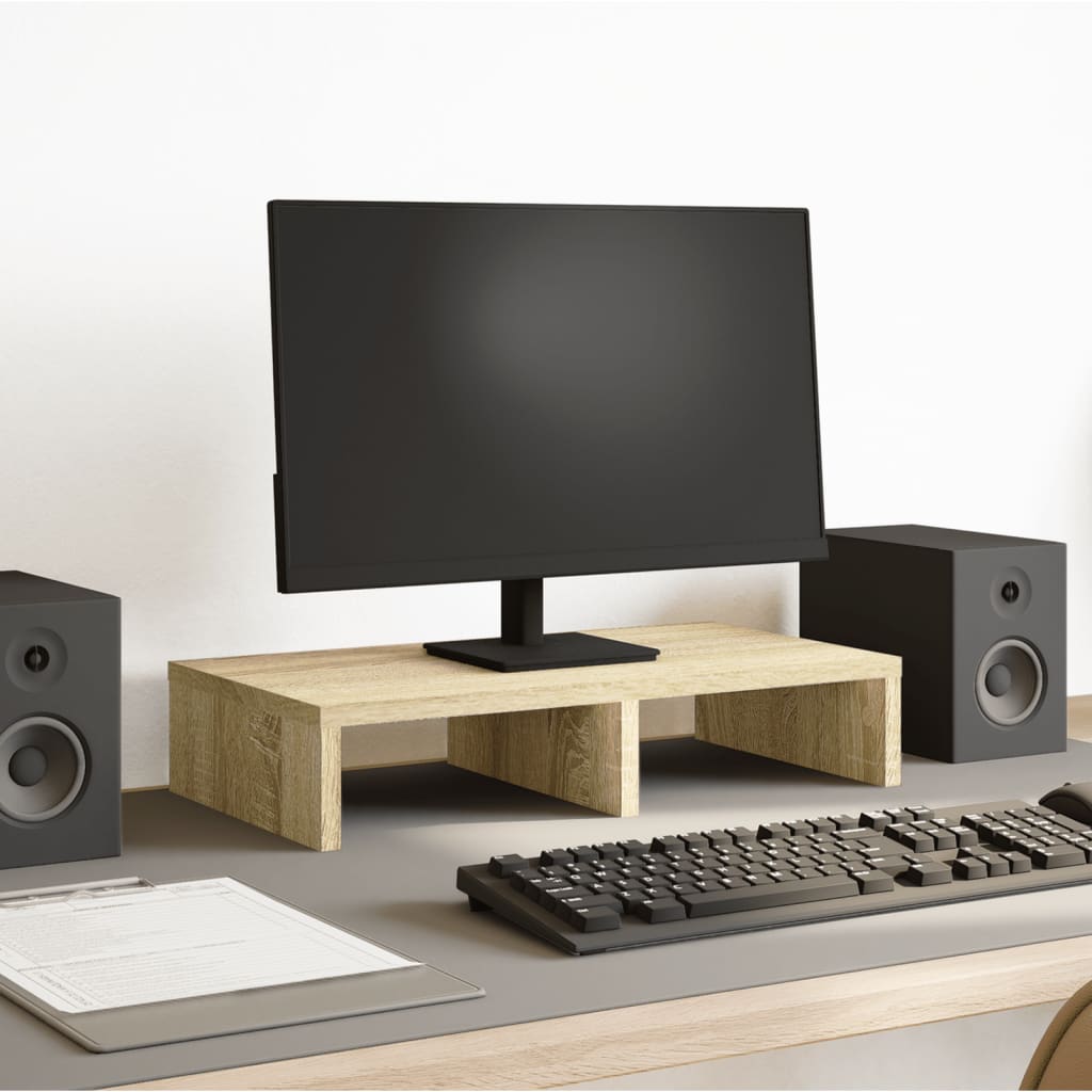 Monitorstandaard 50x27x10 cm bewerkt hout sonoma eikenkleurig Computerverhogers en -standaards | Creëer jouw Trendy Thuis | Gratis bezorgd & Retour | Trendy.nl