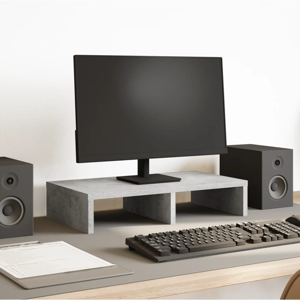 Monitorstandaard 50x27x10 cm bewerkt hout betongrijs Computerverhogers en -standaards | Creëer jouw Trendy Thuis | Gratis bezorgd & Retour | Trendy.nl