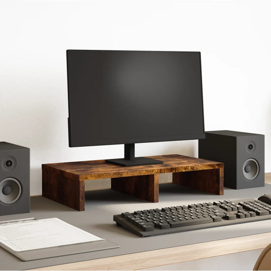 Monitorstandaard 50x27x10 cm bewerkt hout gerookt eikenkleurig Computerverhogers en -standaards | Creëer jouw Trendy Thuis | Gratis bezorgd & Retour | Trendy.nl