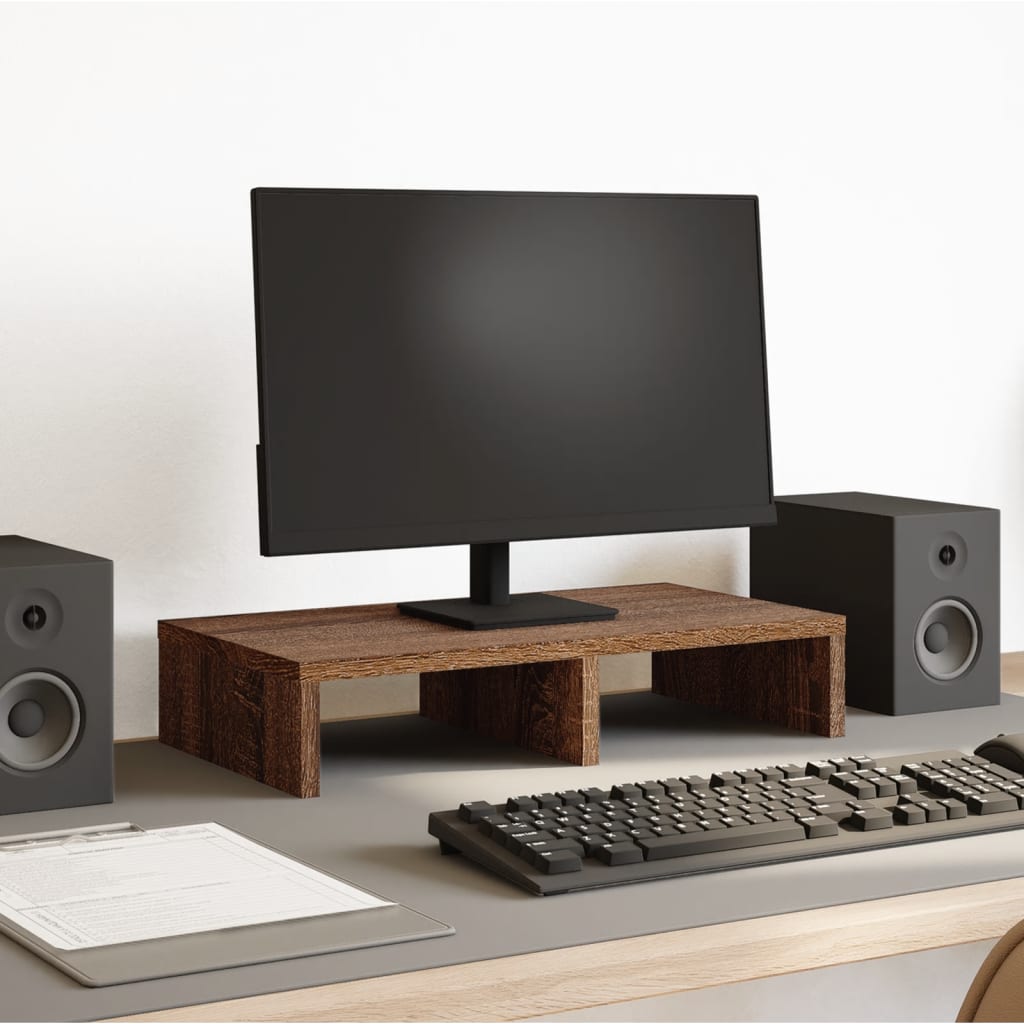 Monitorstandaard 50x27x10 cm bewerkt hout bruin eikenkleurig Computerverhogers en -standaards | Creëer jouw Trendy Thuis | Gratis bezorgd & Retour | Trendy.nl