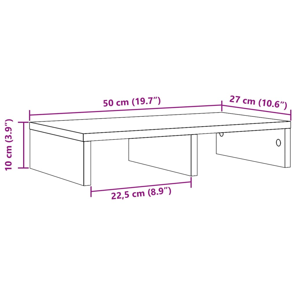 Monitorstandaard 50x27x10 cm bewerkt hout oud houtkleurig Computerverhogers en -standaards | Creëer jouw Trendy Thuis | Gratis bezorgd & Retour | Trendy.nl