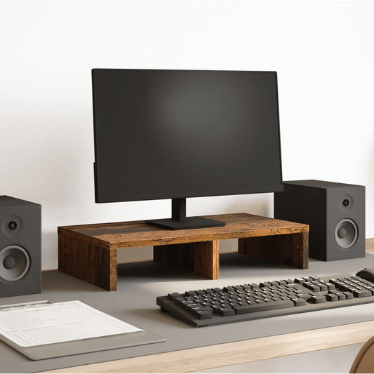 Monitorstandaard 50x27x10 cm bewerkt hout oud houtkleurig Computerverhogers en -standaards | Creëer jouw Trendy Thuis | Gratis bezorgd & Retour | Trendy.nl