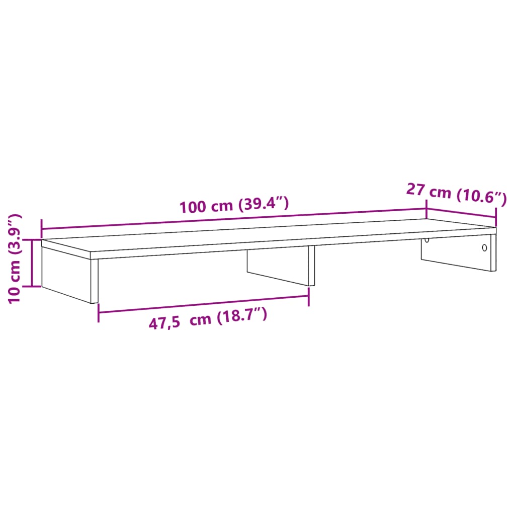 Monitorstandaard 100x27x10 cm bewerkt hout wit Computerverhogers en -standaards | Creëer jouw Trendy Thuis | Gratis bezorgd & Retour | Trendy.nl