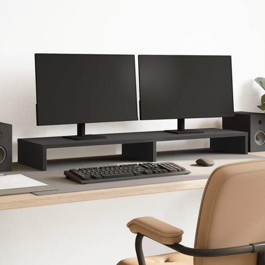 Monitorstandaard 100x27x10 cm bewerkt hout zwart Computerverhogers en -standaards | Creëer jouw Trendy Thuis | Gratis bezorgd & Retour | Trendy.nl