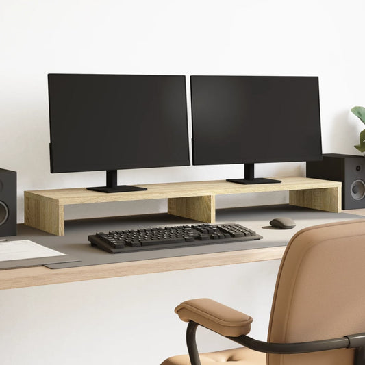 Monitorstandaard 100x27x10 cm bewerkt hout sonoma eikenkleurig Computerverhogers en -standaards | Creëer jouw Trendy Thuis | Gratis bezorgd & Retour | Trendy.nl