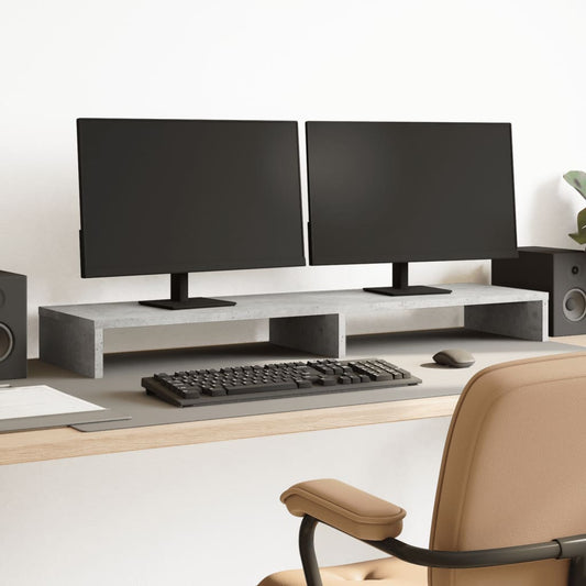 Monitorstandaard 100x27x10 cm bewerkt hout betongrijs Computerverhogers en -standaards | Creëer jouw Trendy Thuis | Gratis bezorgd & Retour | Trendy.nl