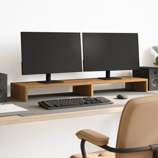 Monitorstandaard 100x27x10 cm bewerkt hout artisanaal eiken Computerverhogers en -standaards | Creëer jouw Trendy Thuis | Gratis bezorgd & Retour | Trendy.nl