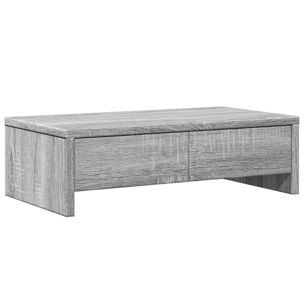 Monitorstandaard met lades 50x27x15 cm hout grijs sonoma eiken Computerverhogers en -standaards | Creëer jouw Trendy Thuis | Gratis bezorgd & Retour | Trendy.nl