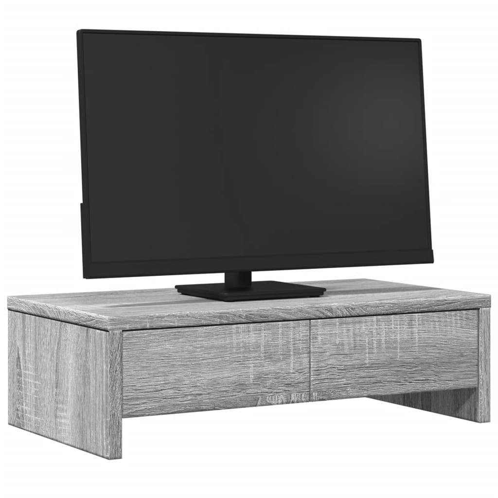 Monitorstandaard met lades 50x27x15 cm hout grijs sonoma eiken Computerverhogers en -standaards | Creëer jouw Trendy Thuis | Gratis bezorgd & Retour | Trendy.nl