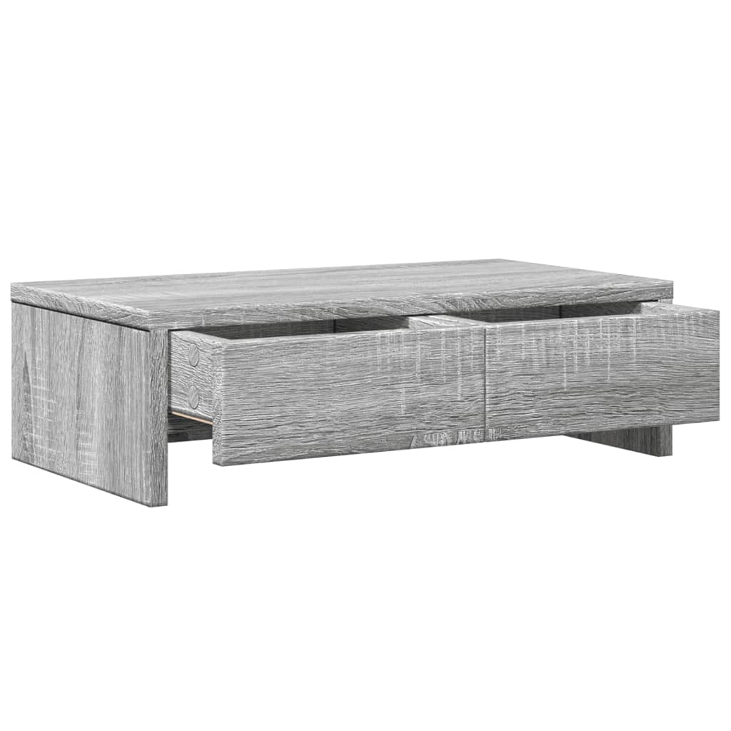 Monitorstandaard met lades 50x27x15 cm hout grijs sonoma eiken Computerverhogers en -standaards | Creëer jouw Trendy Thuis | Gratis bezorgd & Retour | Trendy.nl