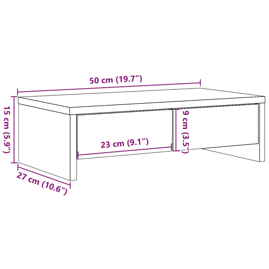 Monitorstandaard met lades 50x27x15 cm hout grijs sonoma eiken Computerverhogers en -standaards | Creëer jouw Trendy Thuis | Gratis bezorgd & Retour | Trendy.nl