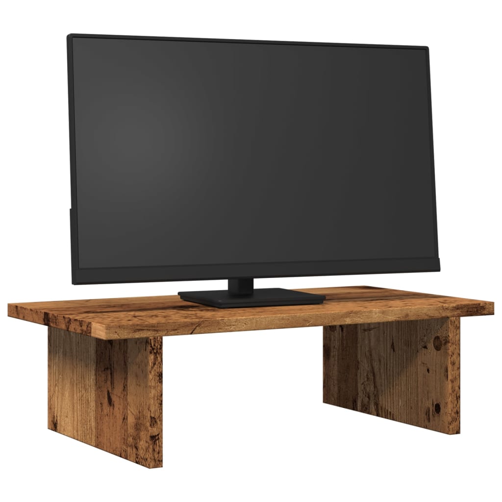 Monitorstandaard 50x27x15 cm bewerkt hout oud houtkleurig