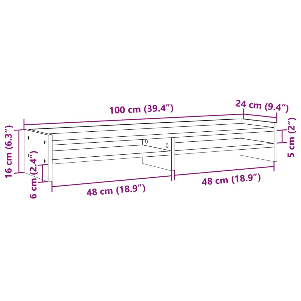 Monitorstandaard 100x24x16 cm bewerkt hout sonoma eikenkleurig Computerverhogers en -standaards | Creëer jouw Trendy Thuis | Gratis bezorgd & Retour | Trendy.nl