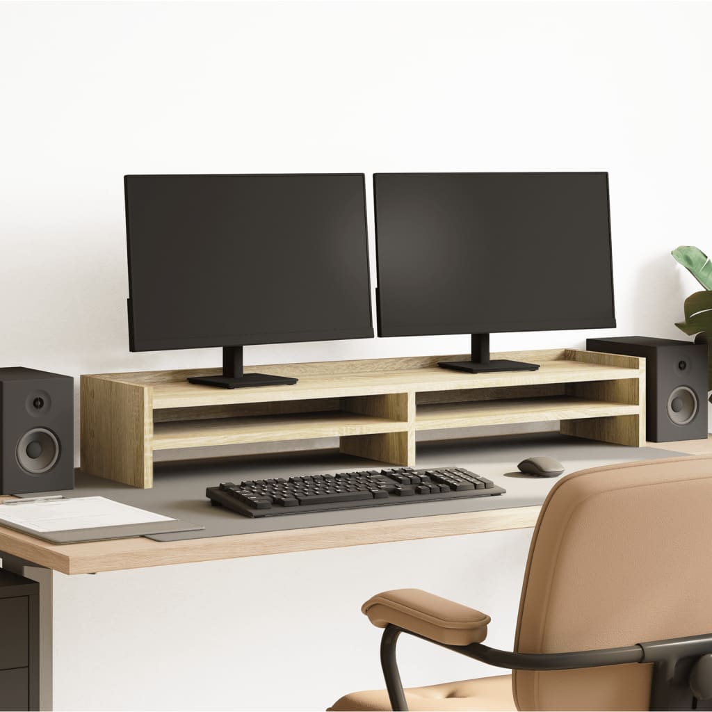 Monitorstandaard 100x24x16 cm bewerkt hout sonoma eikenkleurig Computerverhogers en -standaards | Creëer jouw Trendy Thuis | Gratis bezorgd & Retour | Trendy.nl