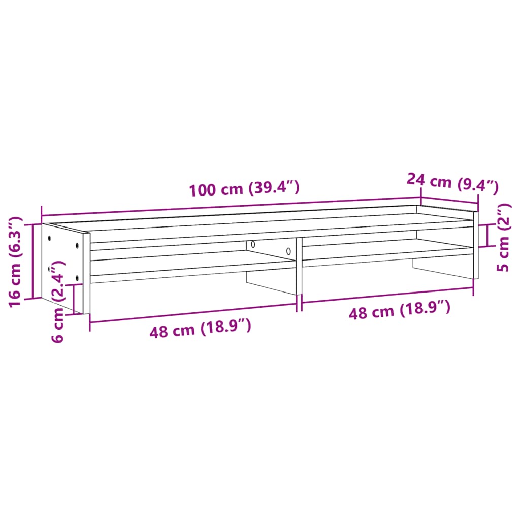 Monitorstandaard 100x24x16 cm bewerkt hout betongrijs Computerverhogers en -standaards | Creëer jouw Trendy Thuis | Gratis bezorgd & Retour | Trendy.nl