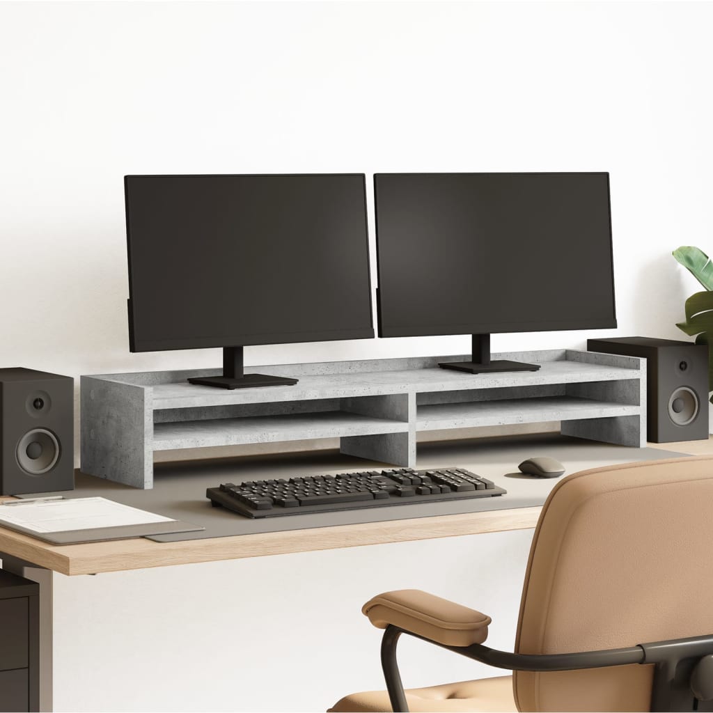 Monitorstandaard 100x24x16 cm bewerkt hout betongrijs Computerverhogers en -standaards | Creëer jouw Trendy Thuis | Gratis bezorgd & Retour | Trendy.nl