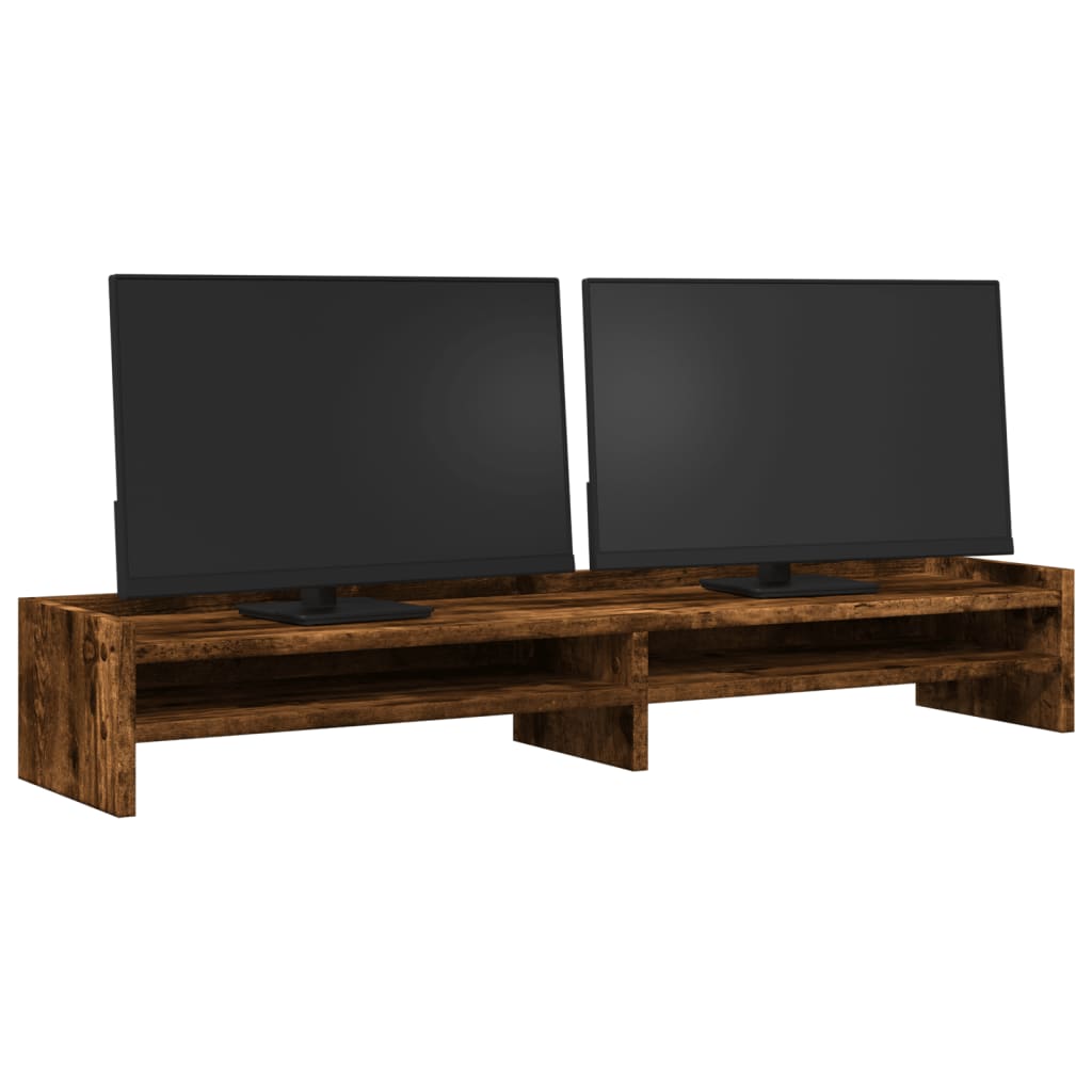 Monitorstandaard 100x24x16 cm bewerkt hout gerookt eikenkleurig Computerverhogers en -standaards | Creëer jouw Trendy Thuis | Gratis bezorgd & Retour | Trendy.nl