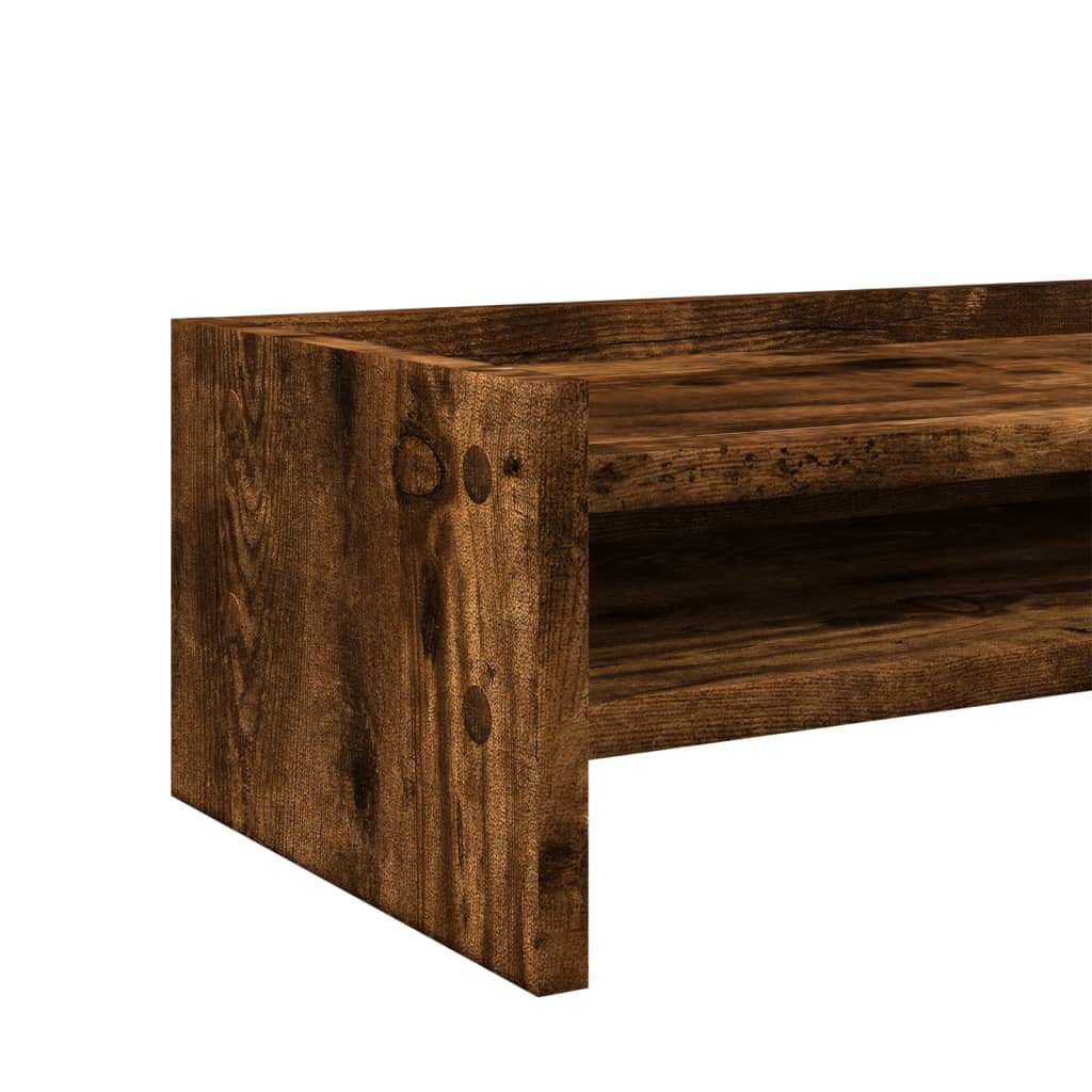 Monitorstandaard 100x24x16 cm bewerkt hout gerookt eikenkleurig Computerverhogers en -standaards | Creëer jouw Trendy Thuis | Gratis bezorgd & Retour | Trendy.nl