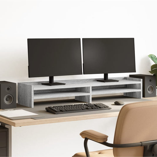 Monitorstandaard 100x24x16 cm bewerkt hout grijs sonoma eiken Computerverhogers en -standaards | Creëer jouw Trendy Thuis | Gratis bezorgd & Retour | Trendy.nl