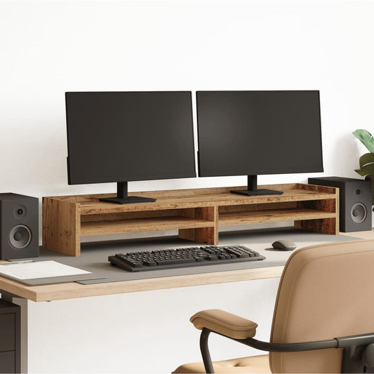 Monitorstandaard 100x24x16 cm bewerkt hout oud houtkleurig Computerverhogers en -standaards | Creëer jouw Trendy Thuis | Gratis bezorgd & Retour | Trendy.nl