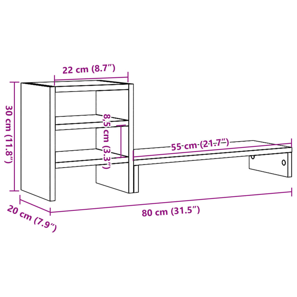 Monitorstandaard met bureau-organizer hout oud houtkleurig Computerverhogers en -standaards | Creëer jouw Trendy Thuis | Gratis bezorgd & Retour | Trendy.nl