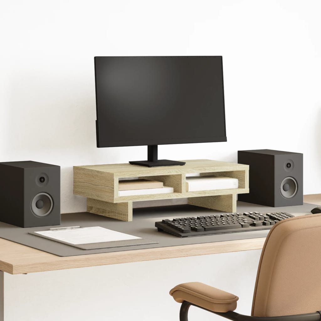 Monitorstandaard 50x27x15 cm bewerkt hout sonoma eikenkleurig Computerverhogers en -standaards | Creëer jouw Trendy Thuis | Gratis bezorgd & Retour | Trendy.nl