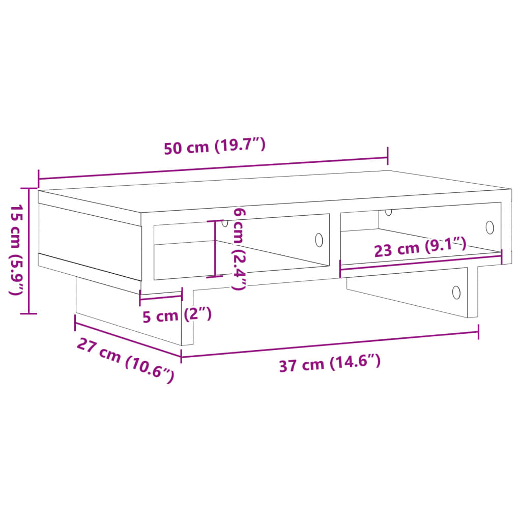 Monitorstandaard 50x27x15 cm bewerkt hout betongrijs Computerverhogers en -standaards | Creëer jouw Trendy Thuis | Gratis bezorgd & Retour | Trendy.nl