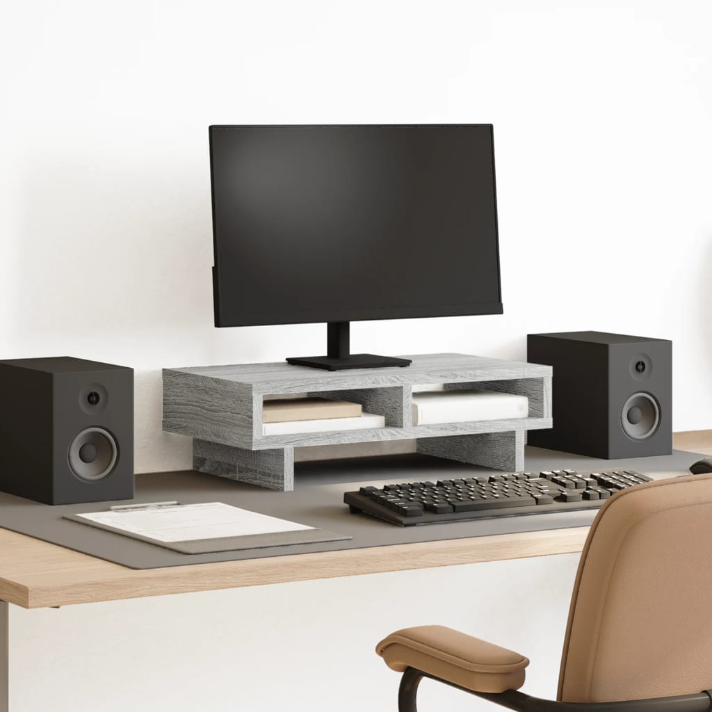 Monitorstandaard 50x27x15 cm bewerkt hout grijs sonoma eiken Computerverhogers en -standaards | Creëer jouw Trendy Thuis | Gratis bezorgd & Retour | Trendy.nl