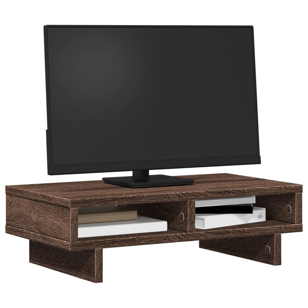 Monitorstandaard 50x27x15 cm bewerkt hout bruin eikenkleurig Computerverhogers en -standaards | Creëer jouw Trendy Thuis | Gratis bezorgd & Retour | Trendy.nl